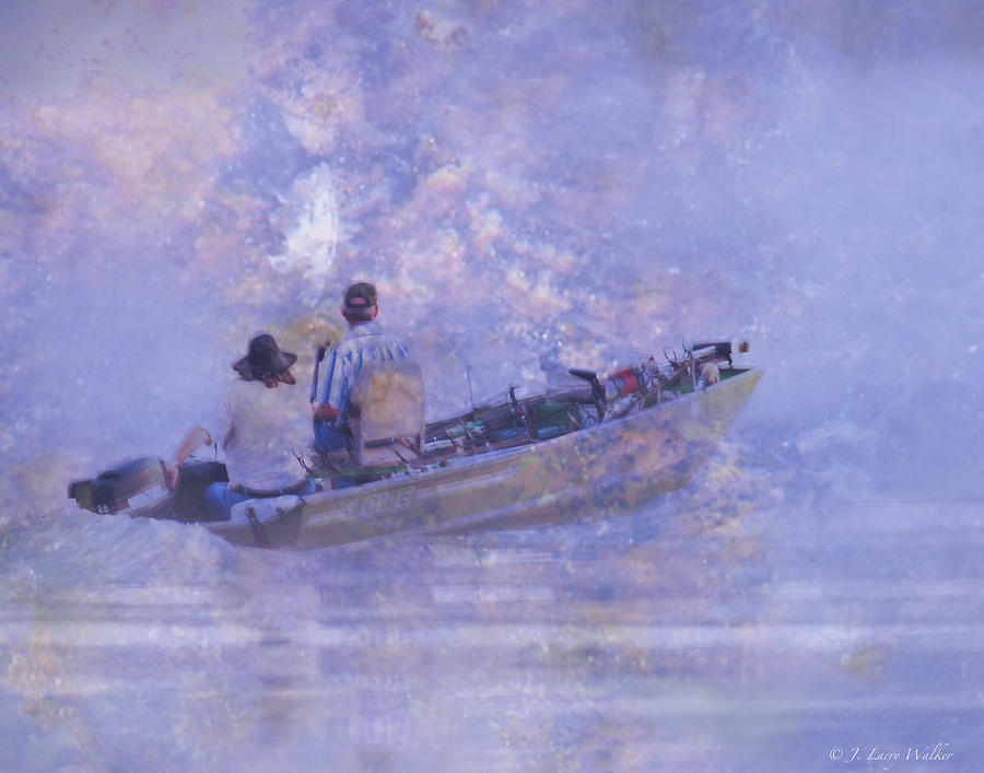 Foggy Morning Fishermen Digital Art by J Larry Walker