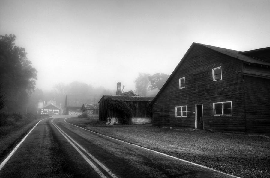 Foggy Morning In Brasstown NC in Black and White Photograph by Greg and Chrystal Mimbs