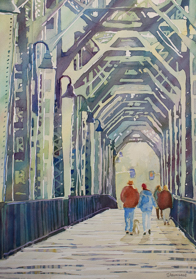 Impressionism Painting - Foggy Morning on the Railway Bridge Two by Jenny Armitage