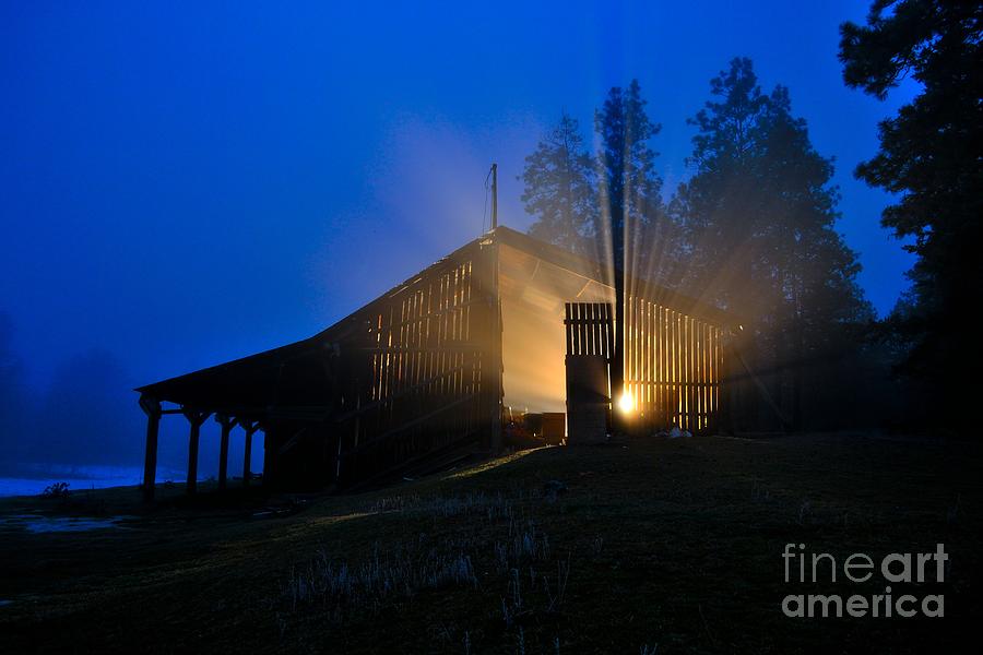 Fog Photograph - Foggy Night At The Ranch I by Phil Dionne