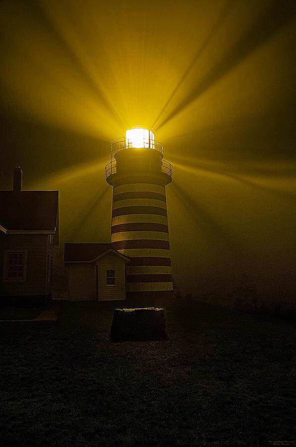 Quoddy Photograph - Foggy Night at West Quoddy Light by Marty Saccone