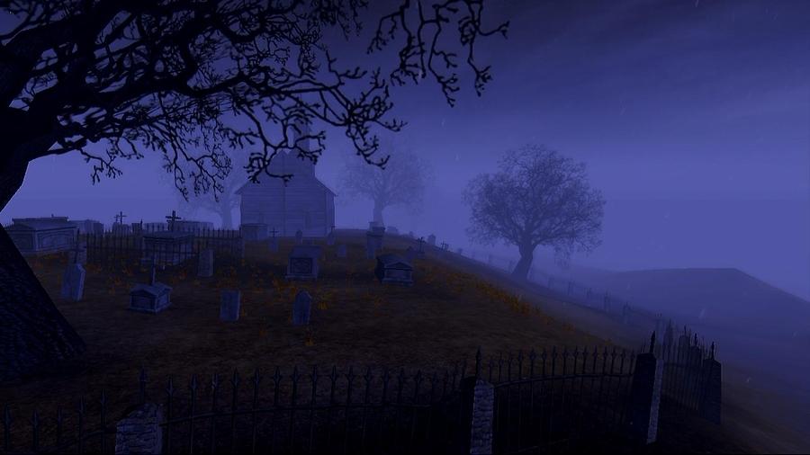 Foggy night in the graveyard Digital Art by William Zettler - Fine Art ...