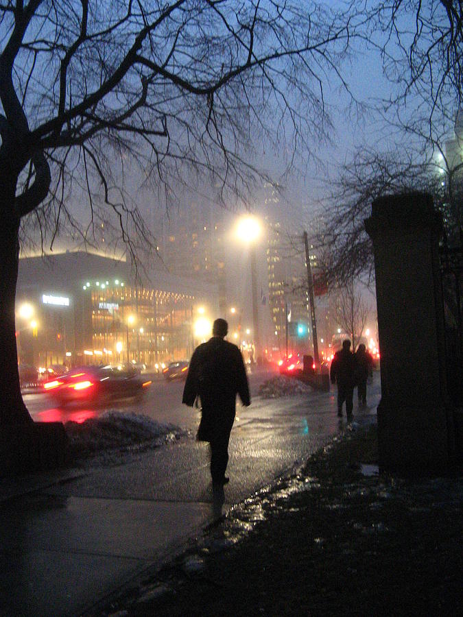 foggy night in Toronto Photograph by Alfred Ng
