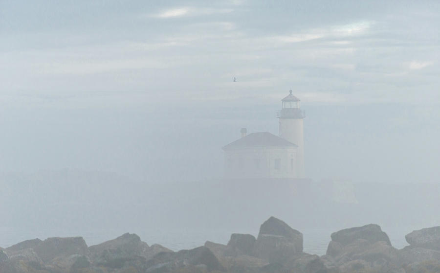 Foggy Oregon Lighthouse Photograph by Michael Lustbader