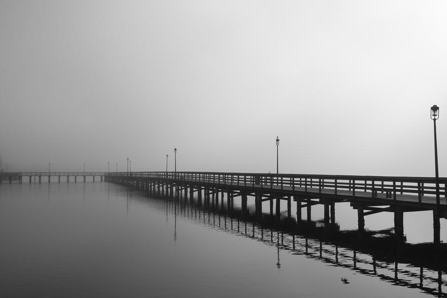 Black And White Photograph - Foggy pier by Kimberly Oegerle