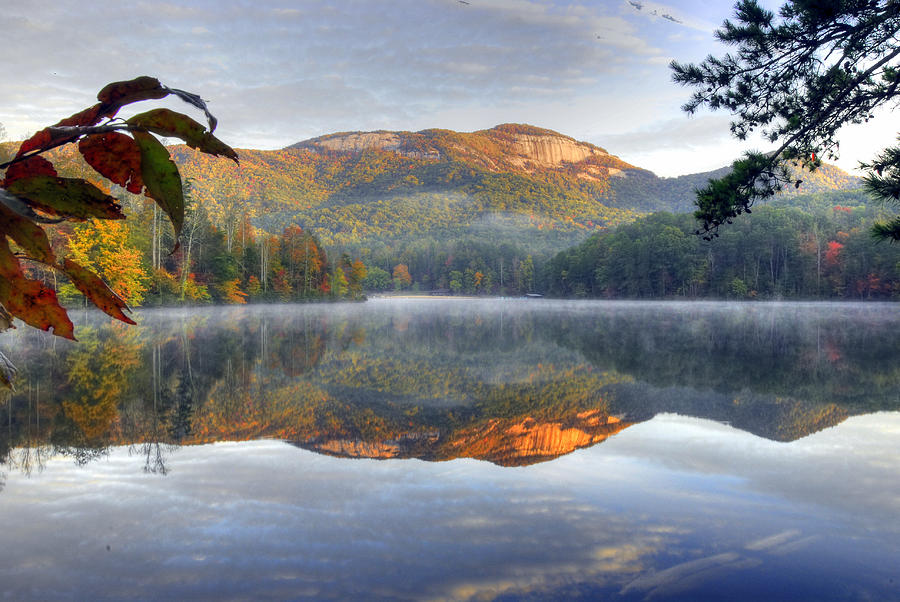 Foggy Reflection of Table Rock Mountain  Pickens County SC Photograph by Willie Harper