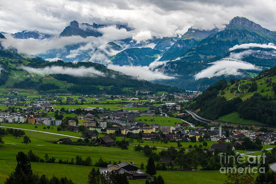 Mountain Photograph - Foggy Schwyz - Switzerland by Gary Whitton