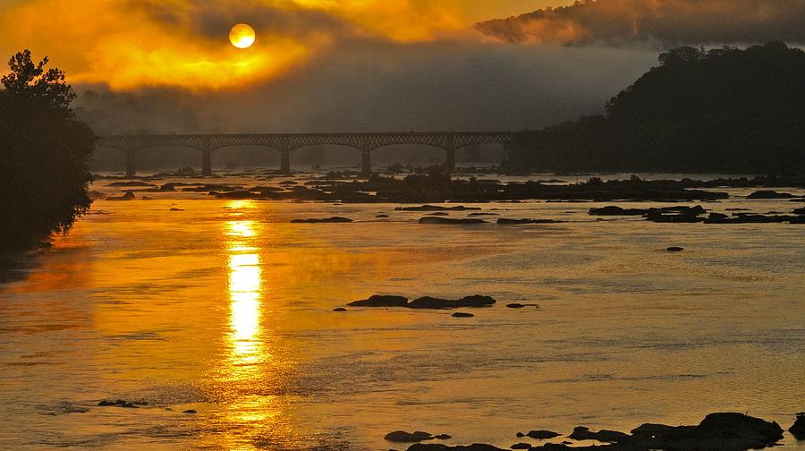 Landscape Photograph - Foggy Sunrise in Harpers Ferry by Ron MacArthur