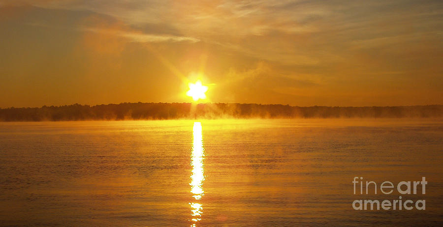 Foggy Sunrise Over Manhassett Bay Photograph by John Telfer