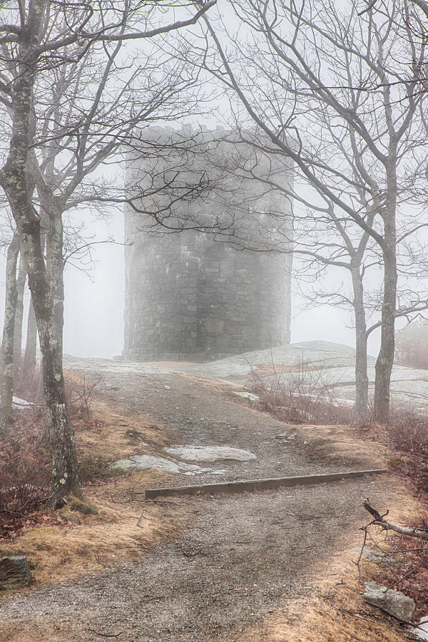 Landscape Photograph - Foggy view of the summit of Mount Battie by Jeff Folger