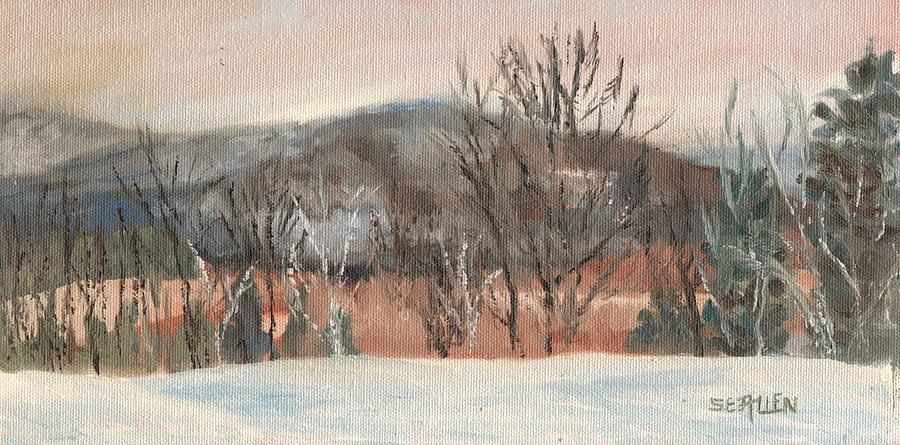 Foggy Winter Morning in Intervale Painting by Sharon E Allen
