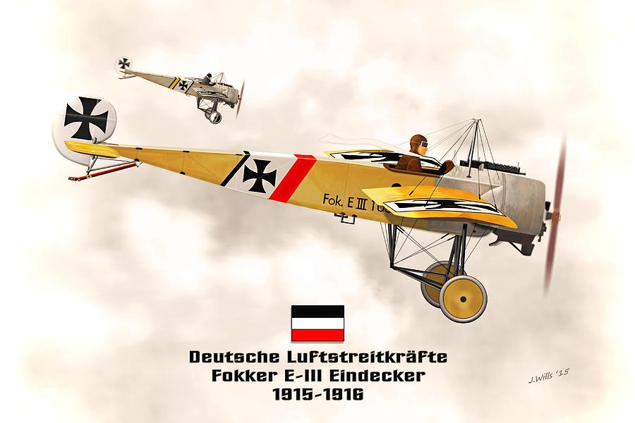 Fokker Eindecker E3 WW1 Fighter Digital Art by John Wills