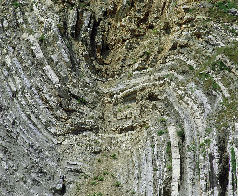 Folded Strata In Stair Hole Cliffs Photograph by Martin Bond/science Photo Library