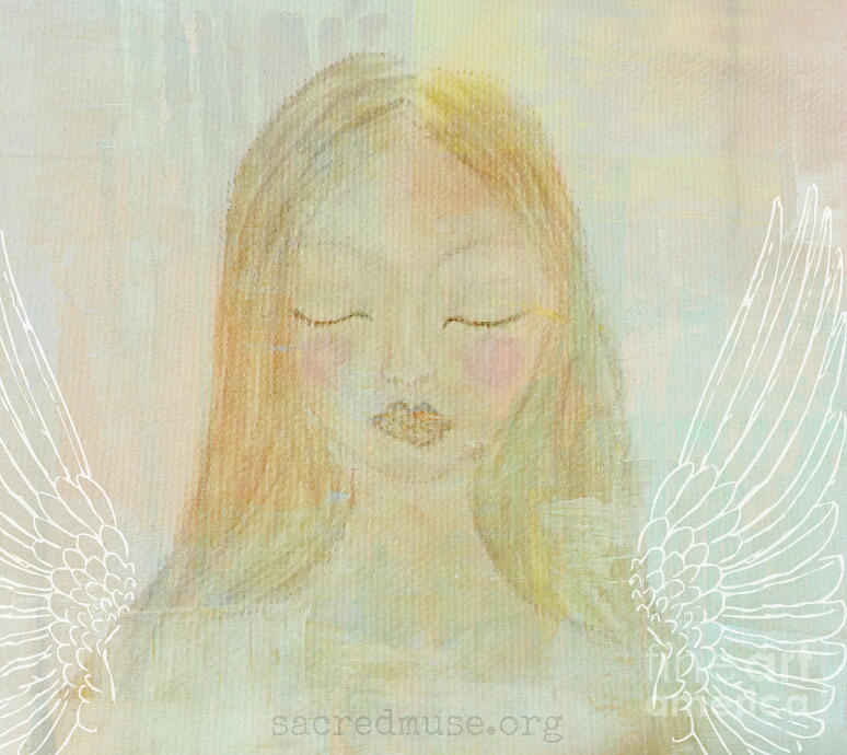 Folk Painting - Folk Angel Light  and Grace by Sacred  Muse