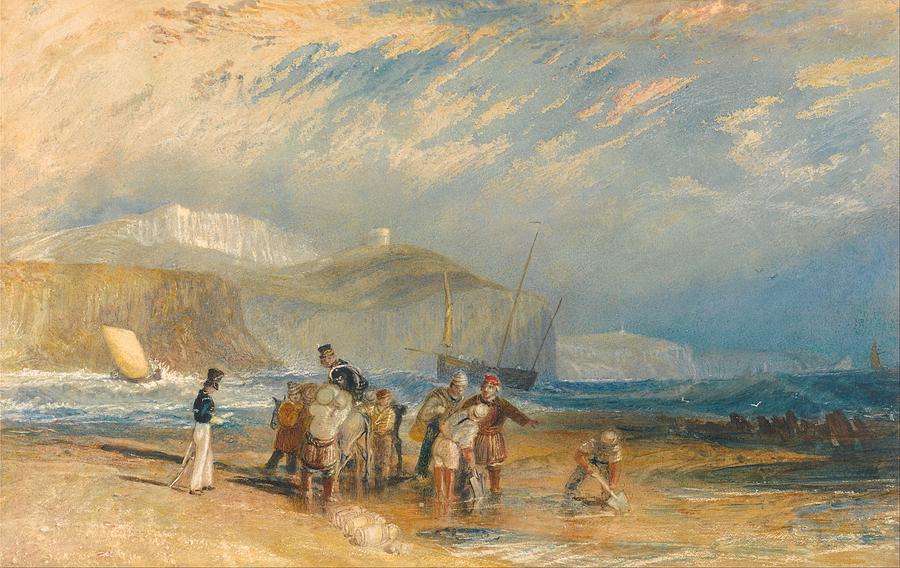 Joseph Mallord William Turner Painting - Folkestone Harbour and Coast to Dover by JMW Turner