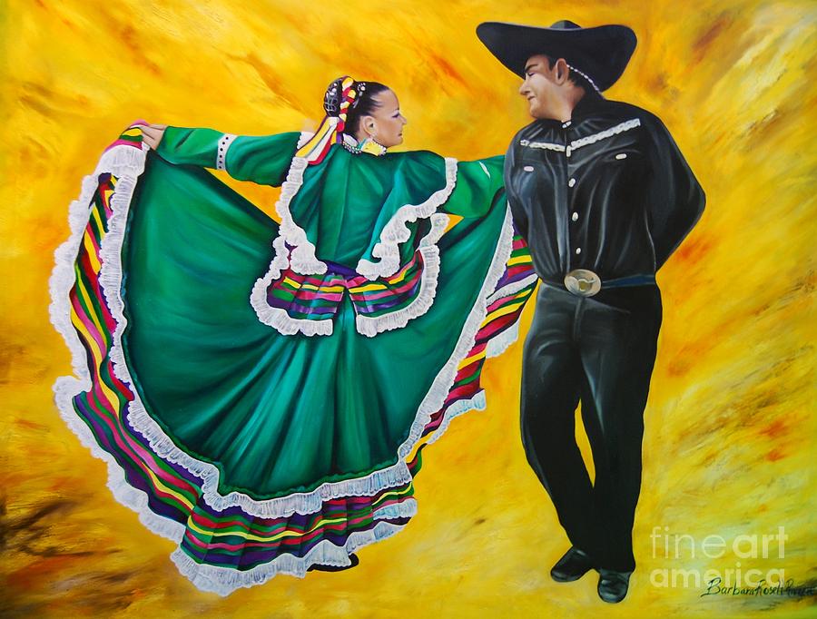 Folklorico Dancers Painting by Barbara Rivera
