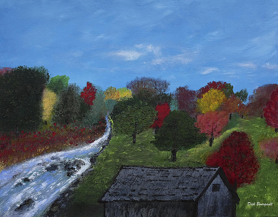 Folksy October Scene Painting by Dick Bourgault