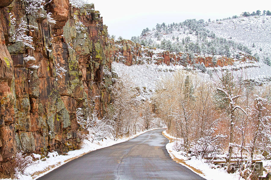 Follow The Red Rock Ridge Winter Road Photograph