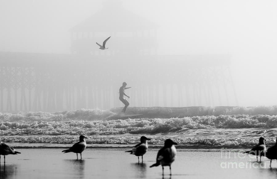 Folly Beach Pier Foggy Day Surf Photograph by Dustin K Ryan
