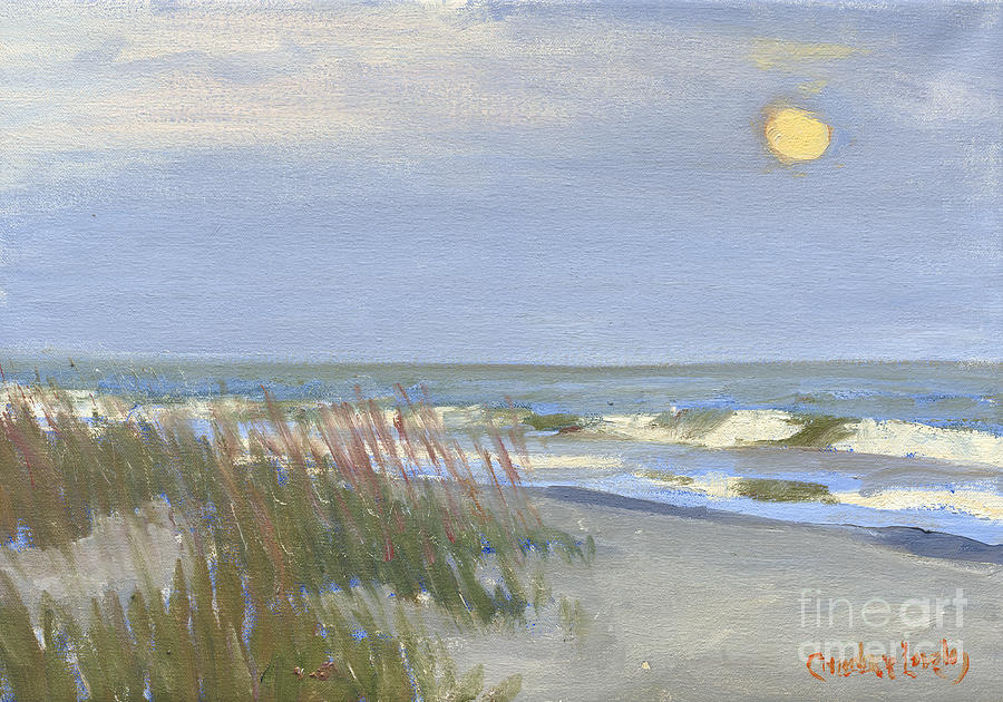 Folly Field Moonrise Painting by Candace Lovely