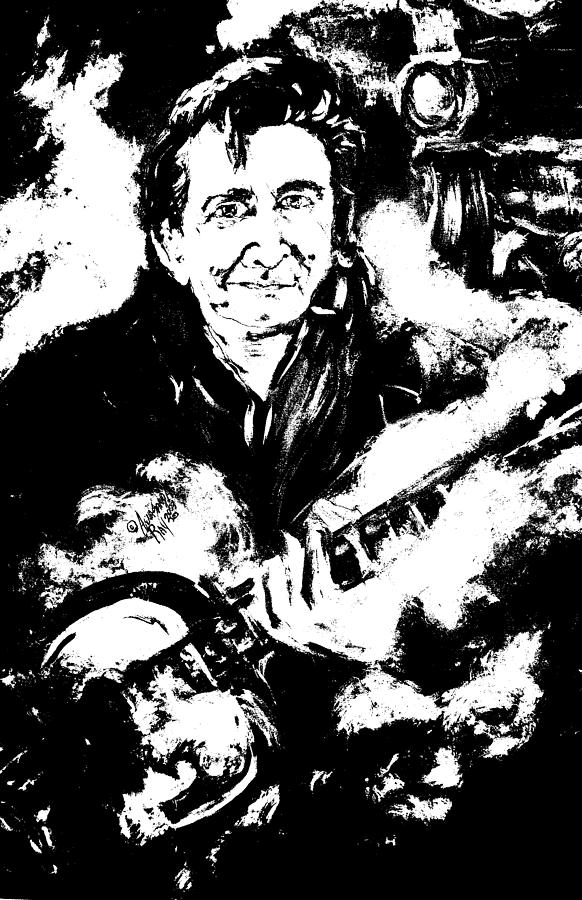 Johnny Cash Painting - Folsom Steel Retro  by Anna Sandhu Ray