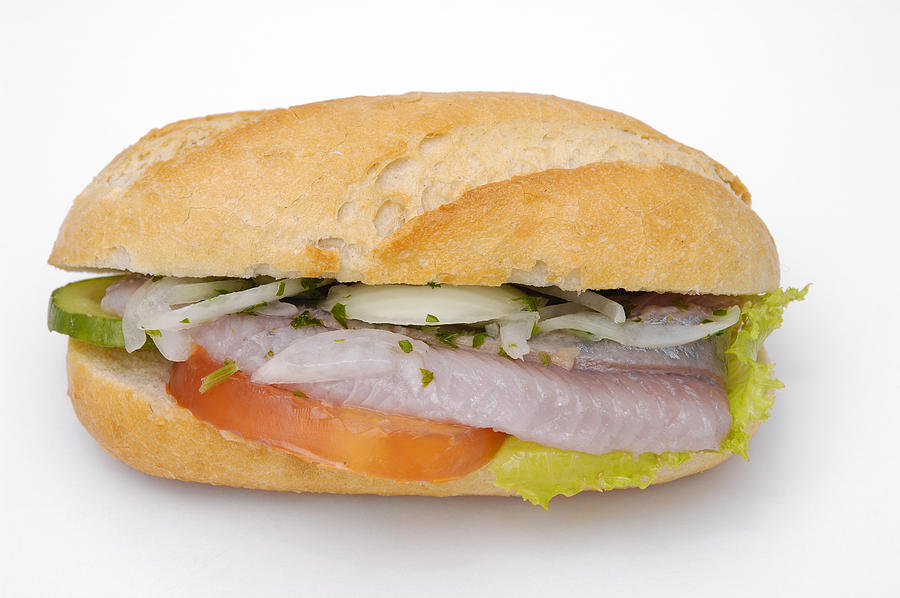 Food - bread roll with fish Photograph by Matthias Hauser