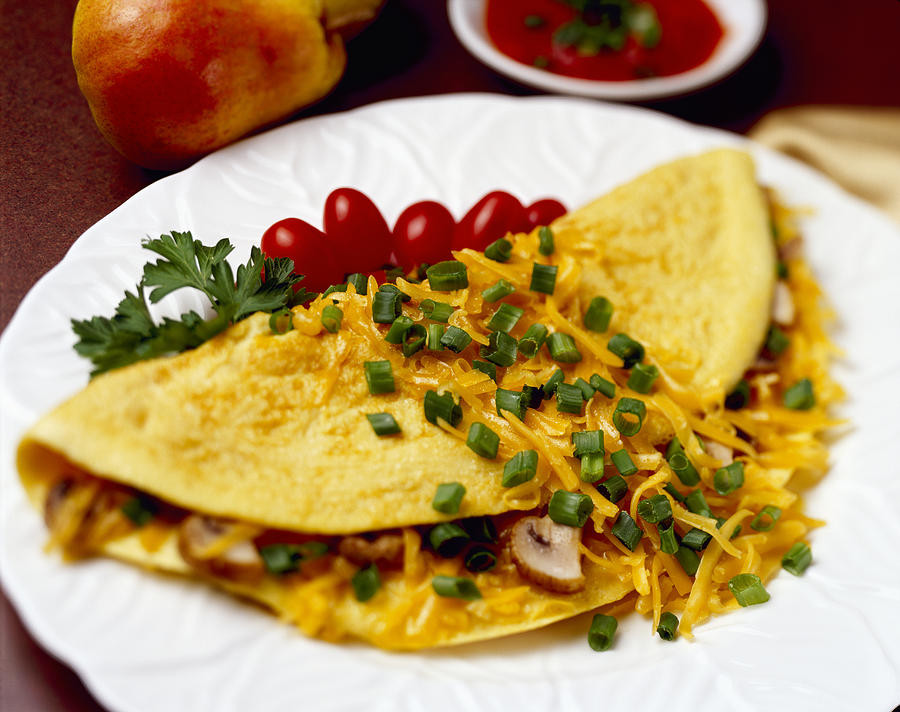 Vegetable Photograph - Food - Cheese And Mushroom Omelette by Ed Young