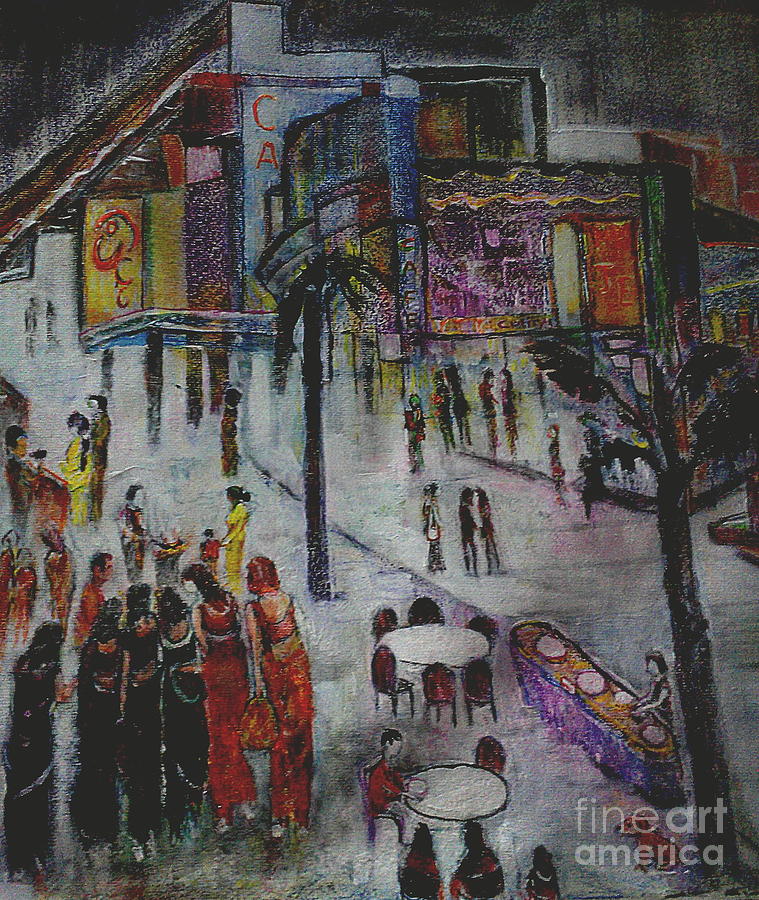 Food Corner Behind The Mall Painting by Subrata Bose