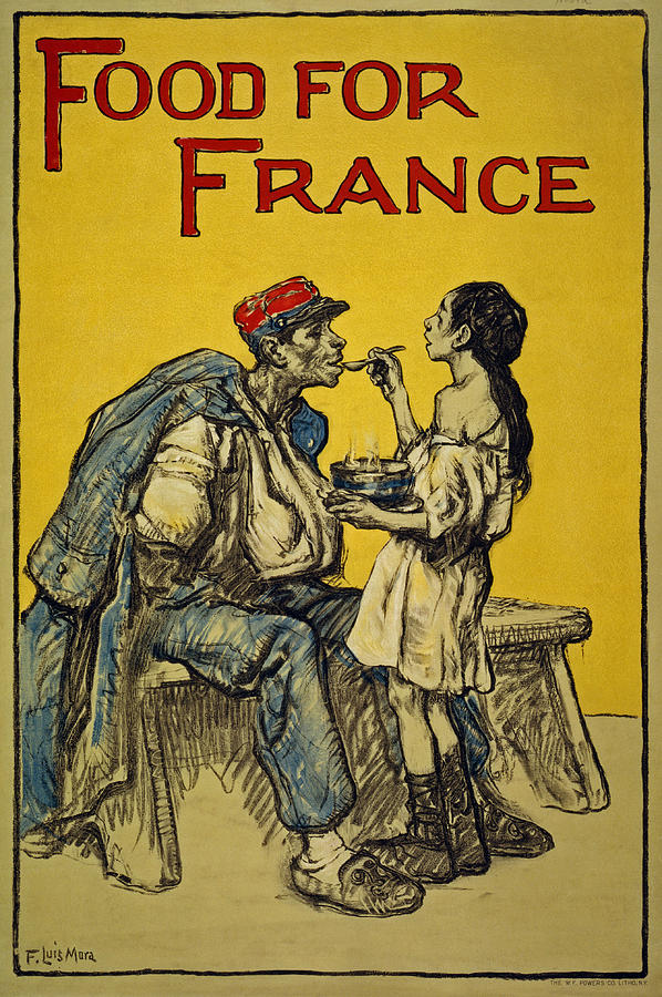 Advert Drawing - Food For France, 1918 by Francis Luis Mora