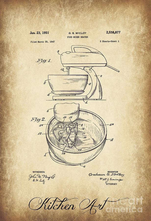 Food Mixer Patent Kitchen Art Photograph