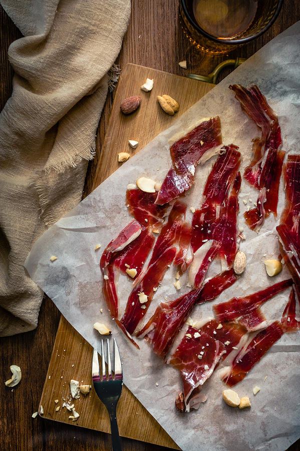 Food Photography - jamon iberico bellota with nuts Photograph by Touching Light, Moving Your Heart