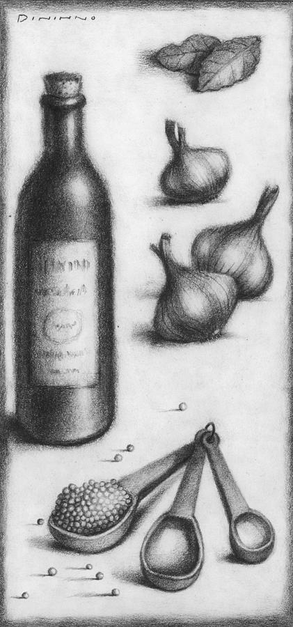 Wine Drawing - Food by Steve Dininno
