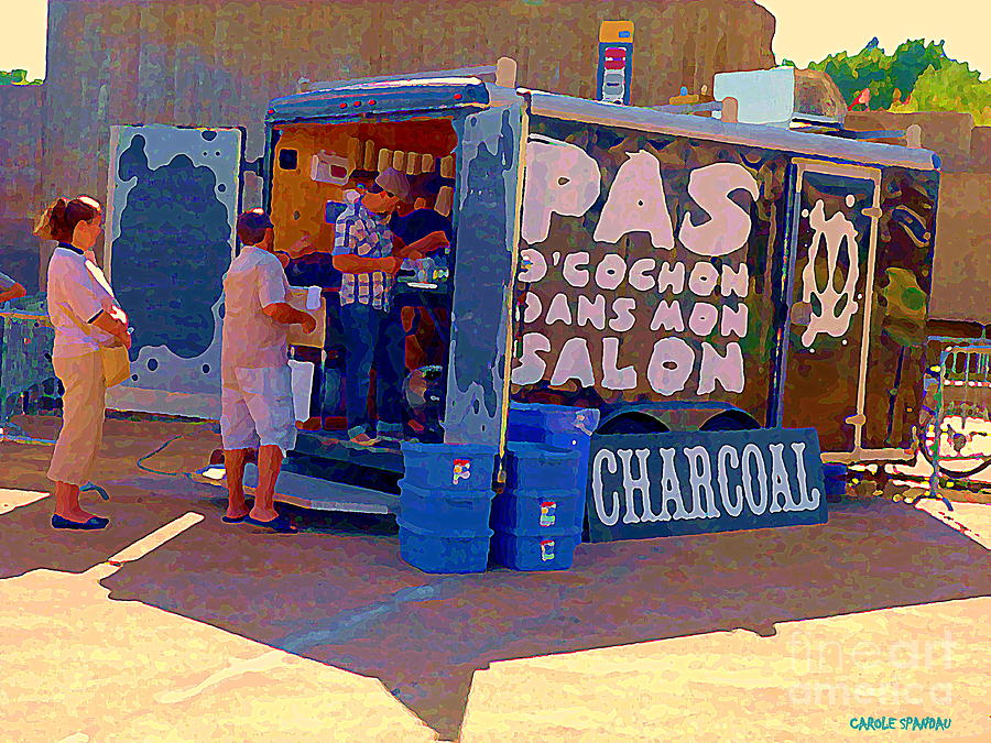 Food Truck Pas De Cochon Dans Ma Salon Montreal Paintings Roadside Diners Carole Spandau Art  Painting by Carole Spandau