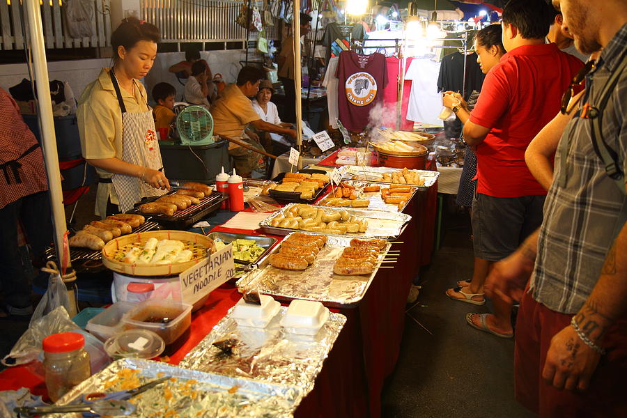 Chiang Photograph - Food Vendors - Night Street Market - Chiang Mai Thailand - 01136 by DC Photographer