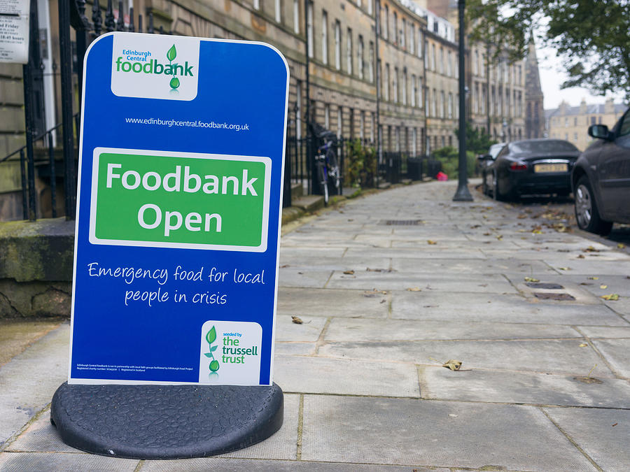 Foodbank sign in central Edinburgh Photograph by Georgeclerk