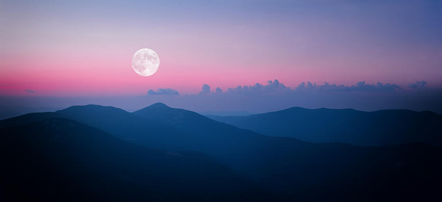 Fool moon rising over the mountain range Photograph by Misha Kaminsky