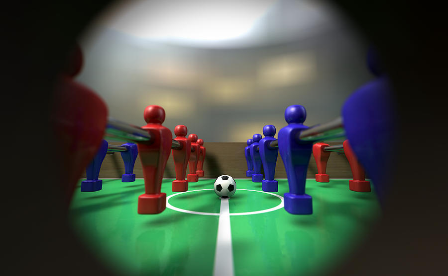 Soccer Digital Art - Foosball Table Through A Peephole by Allan Swart