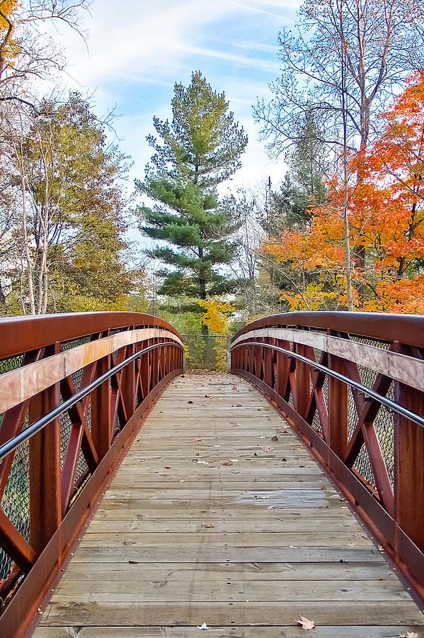 Foot Bridge in Fall Photograph by Lars Lentz