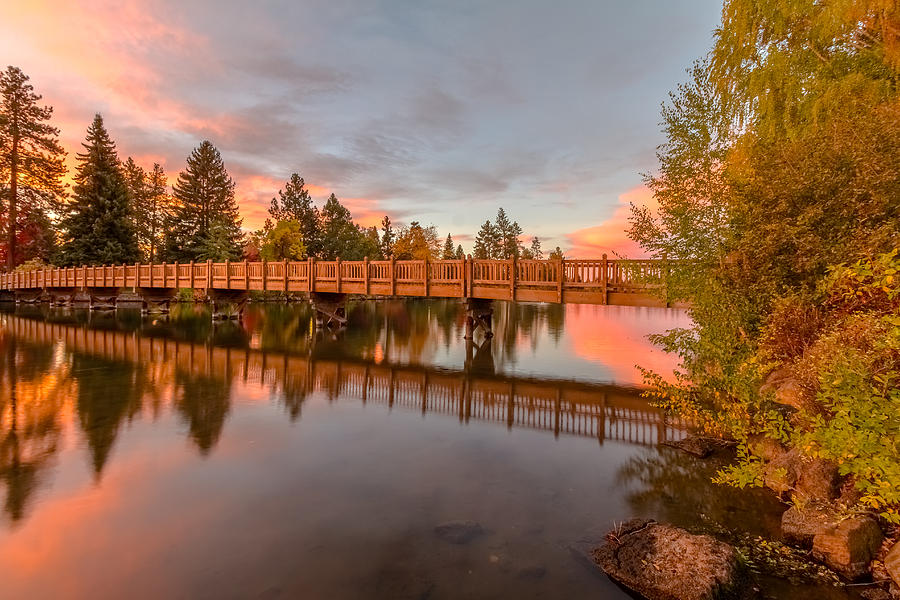 Drake Photograph - Foot Bridge Over Mirror Pond by John Williams