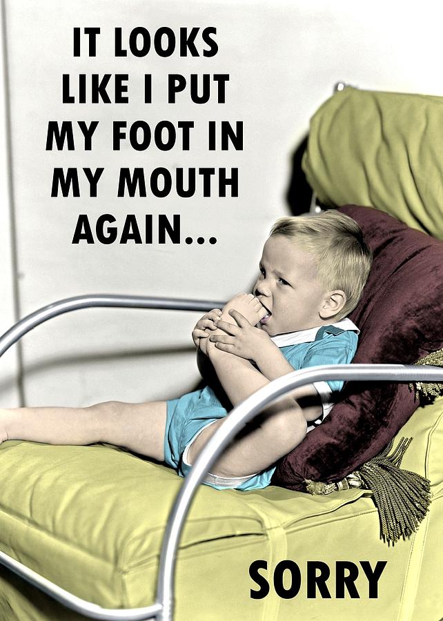 Foot In Mouth Greeting Card Photograph by Everett