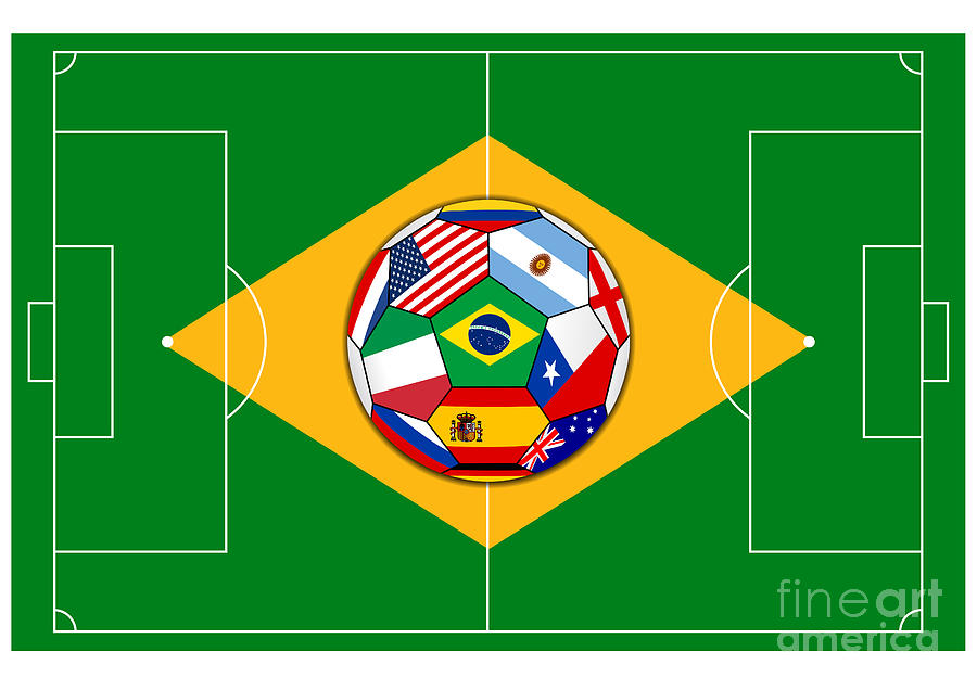 football field with ball - Brazil 2014 Digital Art by Michal Boubin