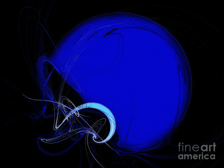 Football Helmet Blue Fractal Art 2 Digital Art by Andee Design