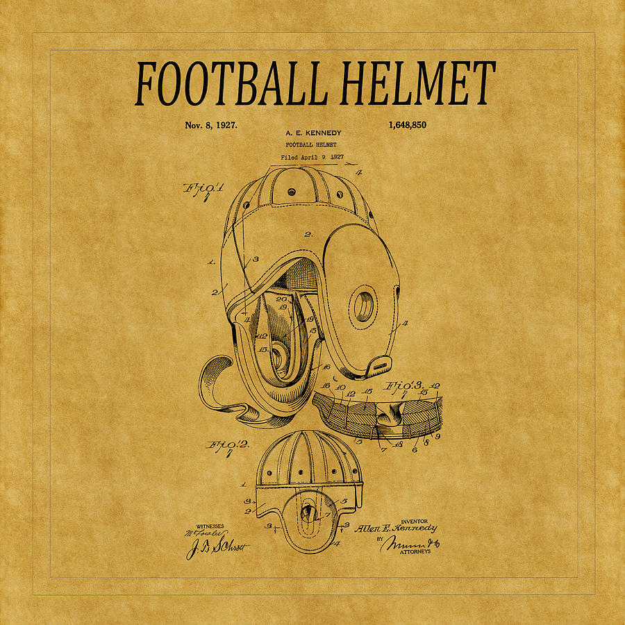 Football Helmet Patent 3 Photograph by Andrew Fare