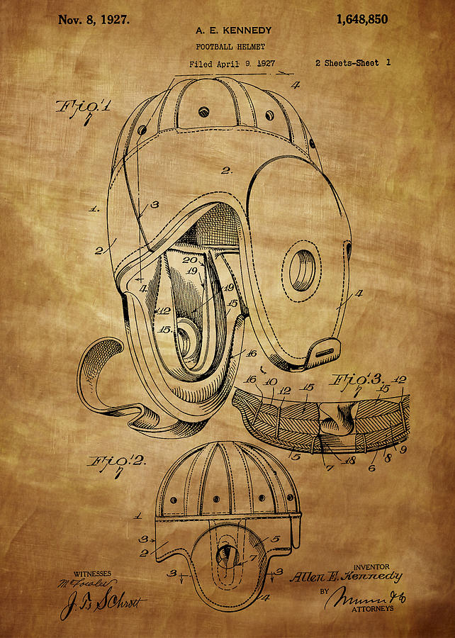Football Helmet Patent  From 1927 Photograph by Chris Smith