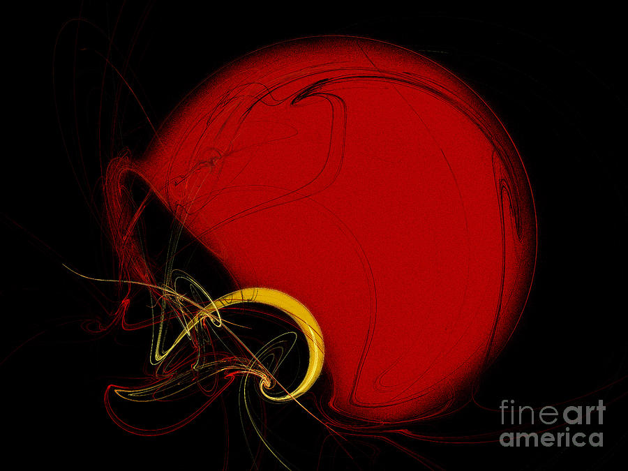 Football Helmet Red Fractal Art 2 Digital Art by Andee Design
