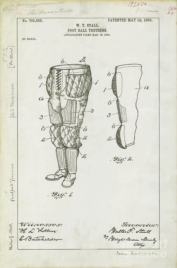 Denver Broncos Drawing - Football Pants Patent Drawing by Jon Neidert