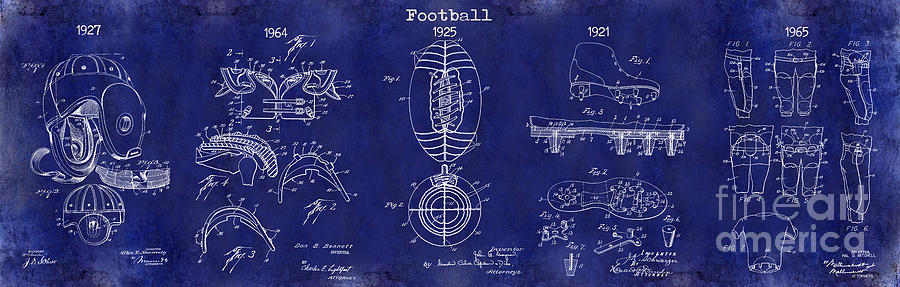 Denver Broncos Photograph - Football Patent history Blue by Jon Neidert