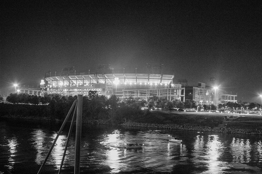 Football Stadium Lit Up at Night Photograph by Robert Hebert