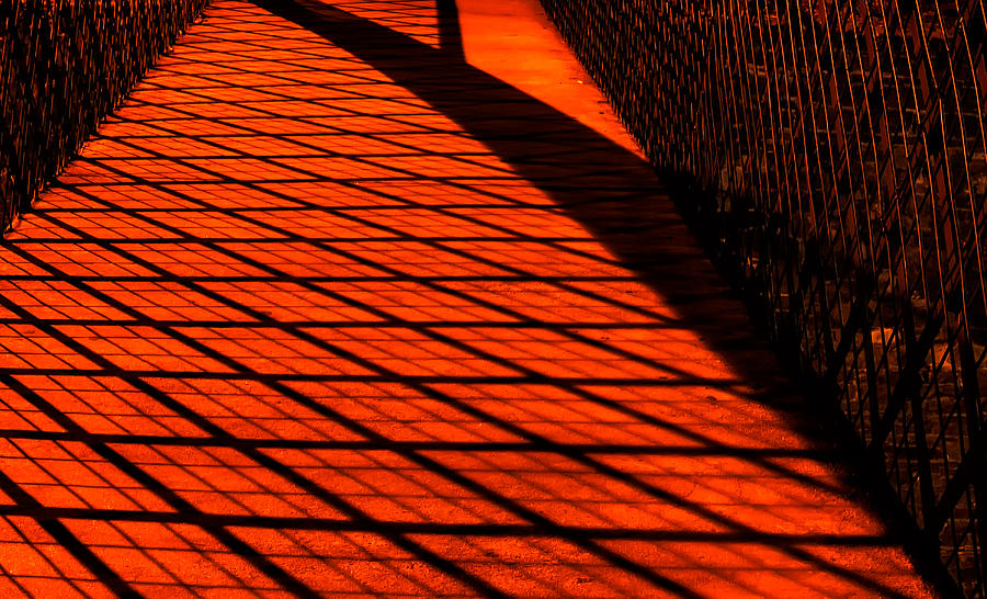 Footbridge Patterns By Streetlights Photograph by Gary Slawsky