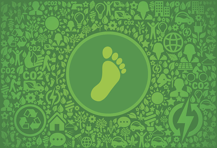Footprint Environment Green Vector Icon Pattern Drawing by Bubaone